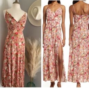 Lulu's Pink Floral Maxi Dress